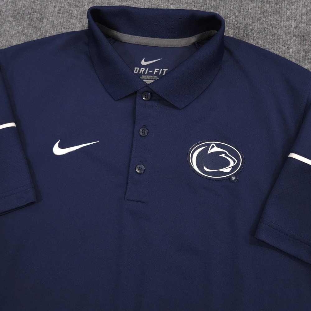 Nike Penn State Nittany Lions Polo Shirt Mens M Navy Dri-Fit Performance Golf